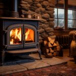 vecteezy cozy wood burning stove inside of rustic home glowing 32936042